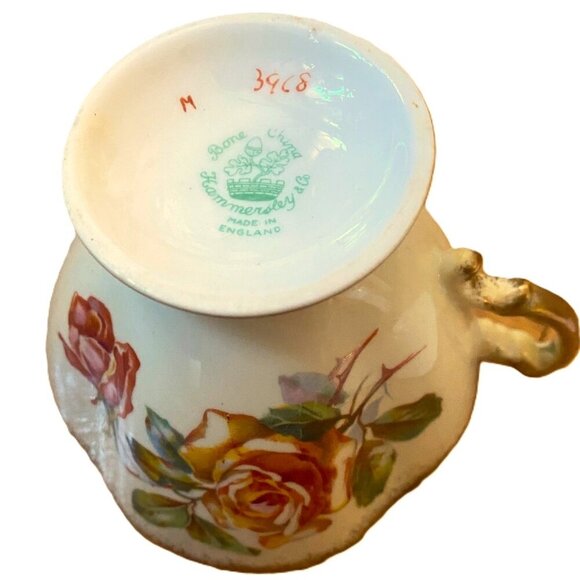 50s English Bone China Cabbage Roses Teacup and Saucer set< Bridgerton style! - Picture 13 of 16